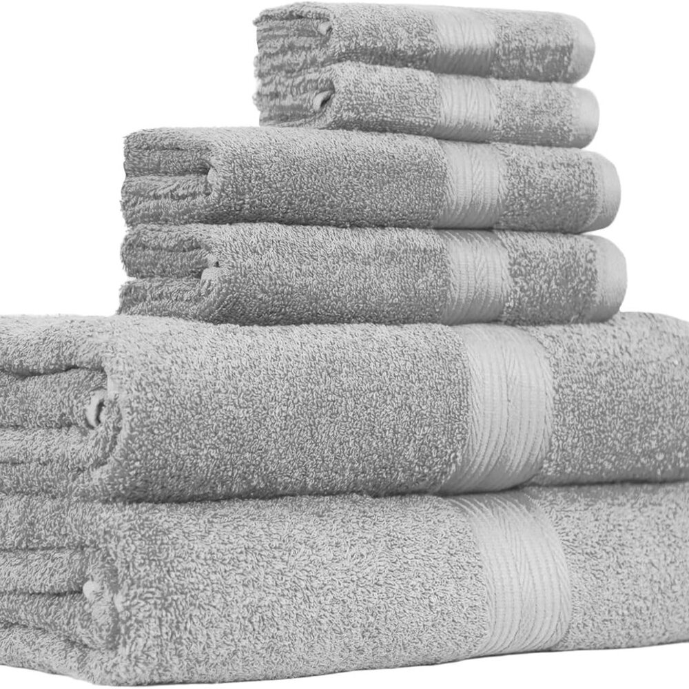 6 Piece Oversized Fade resistant Towel set, 100% Cotton towels for bathroom, sof